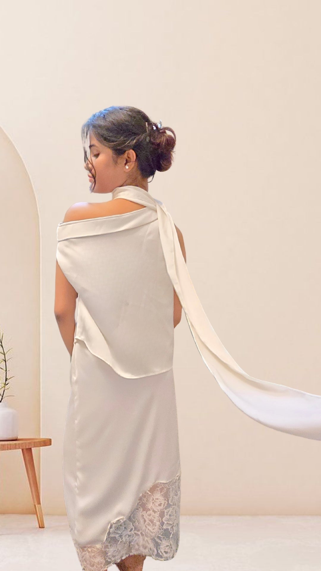 Ivory Peony Drape Top